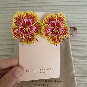 Mignonne Gavigan Yellow & Pink Floral Beaded Earrings